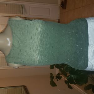 Forever 21 xs ombre green dusted with gold specks scoopneck sleeveless